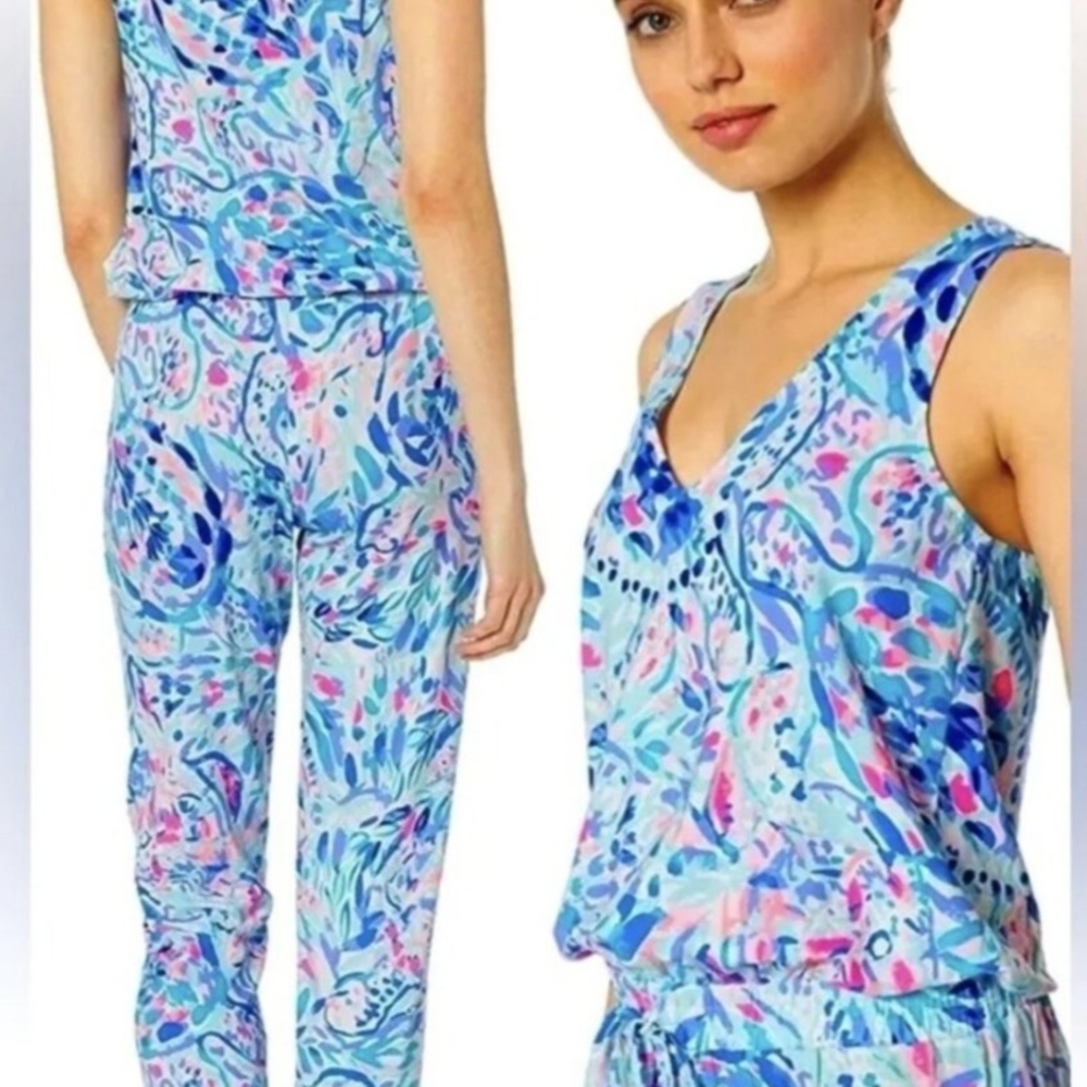 Lilly Pulitzer PAULINA Jumpsuit In Breakwater Party Wave